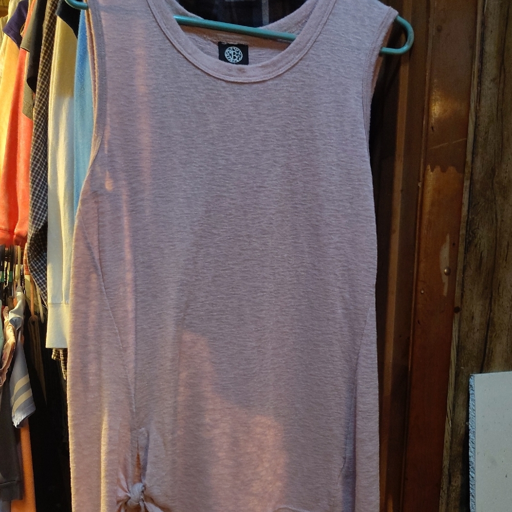 bobeau Light Pink Knit Tank with Scoop Neck